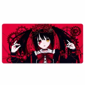 Crimson Clockwork Anime Girl Extended Gaming Mouse Pad 900×400mm