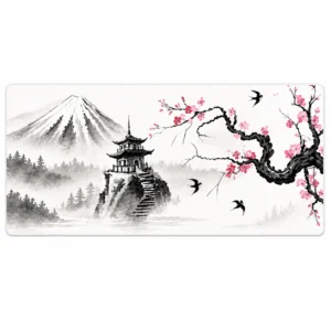 Japanese Cherry Blossom Mountain Art Extended Gaming Mouse Pad 900×400mm