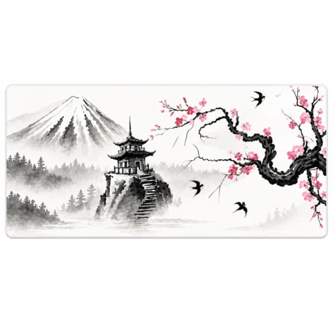 Japanese Cherry Blossom Mountain Art Extended Gaming Mouse Pad 900×400mm