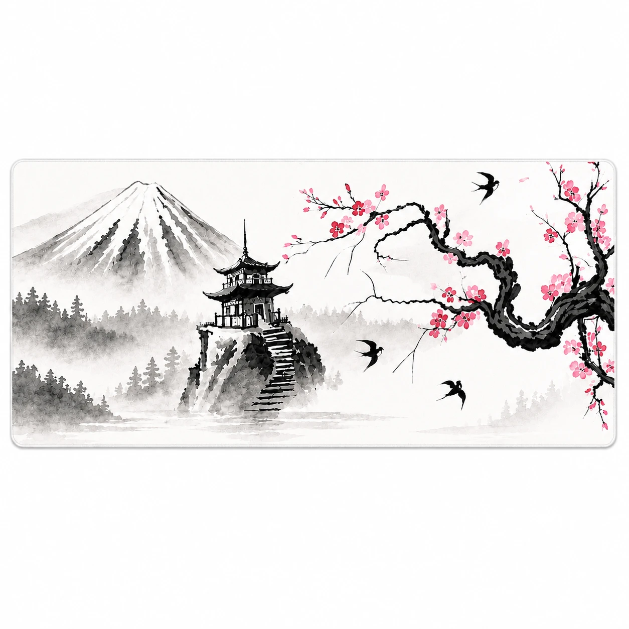 Japanese Cherry Blossom Mountain Art Extended Gaming Mouse Pad 900×400mm