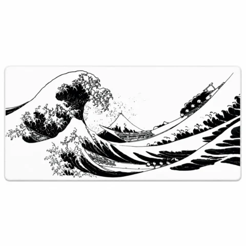 Japanese Great Wave White Extended Gaming Mouse Pad 900×400mm
