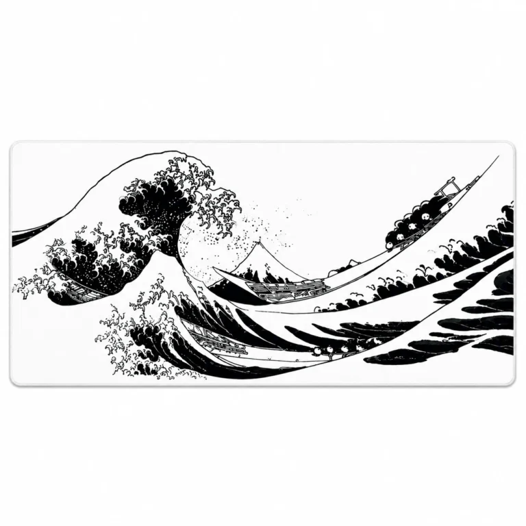 Japanese Great Wave White Extended Gaming Mouse Pad 900×400mm