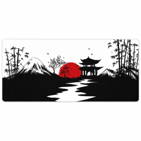 Japanese Red Sun Pagoda Extended Gaming Mouse Pad 900×400mm