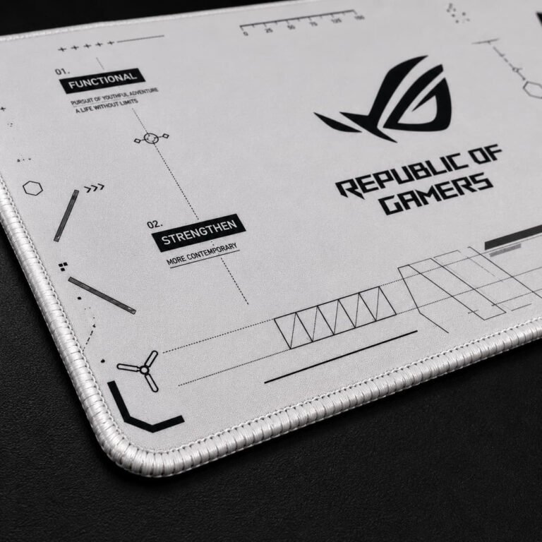 Republic of Gamers (ROG) Inspired White Extended Gaming Mouse Pad 900×400mm | Smooth Surface, Waterproof & Anti-Slip