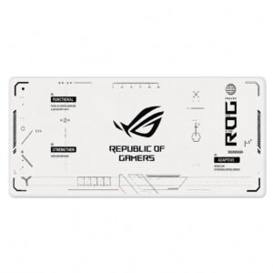Republic of Gamers (ROG) Inspired White Extended Gaming Mouse Pad 900×400mm | Smooth Surface, Waterproof & Anti-Slip