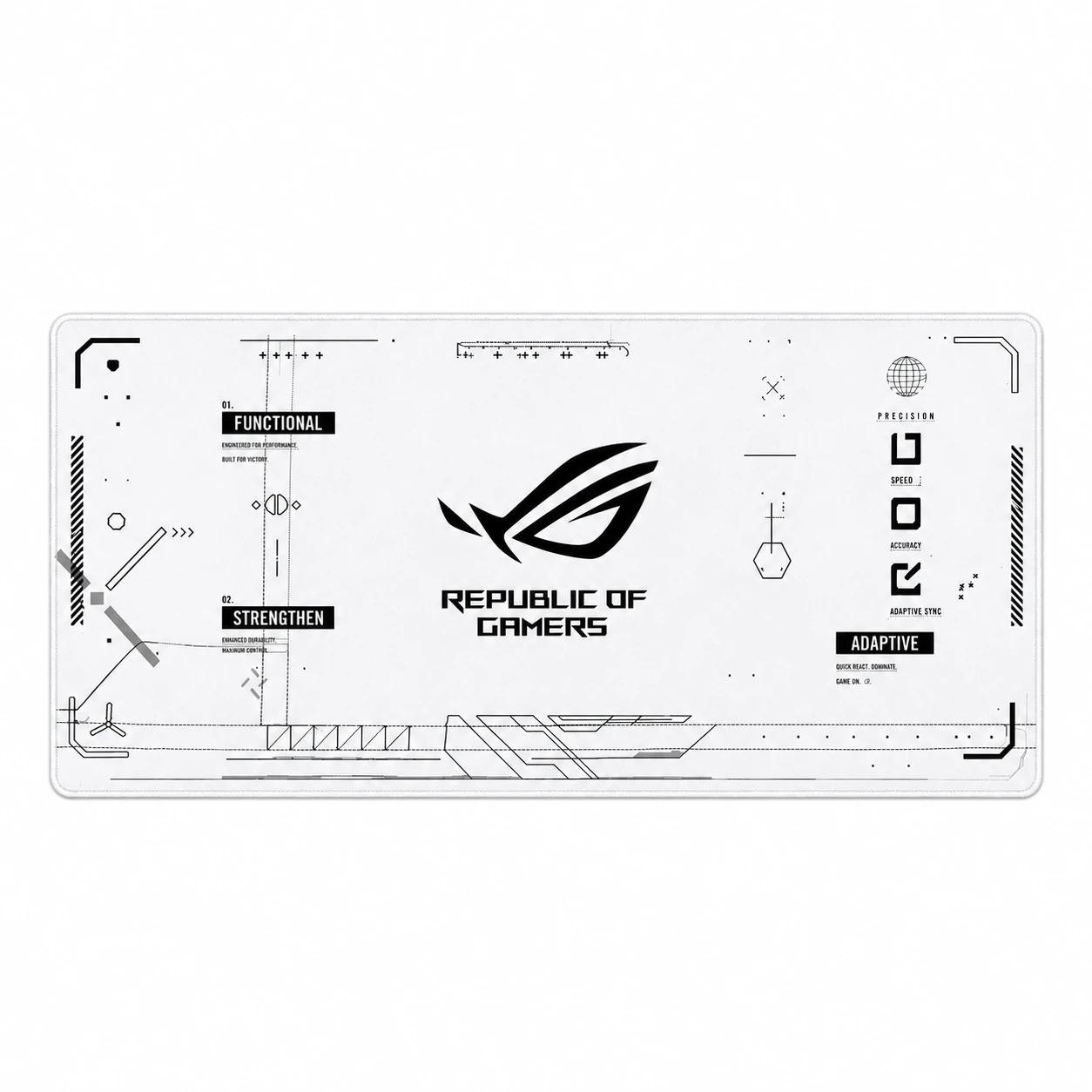 Republic of Gamers (ROG) Inspired White Extended Gaming Mouse Pad 900×400mm | Smooth Surface, Waterproof & Anti-Slip