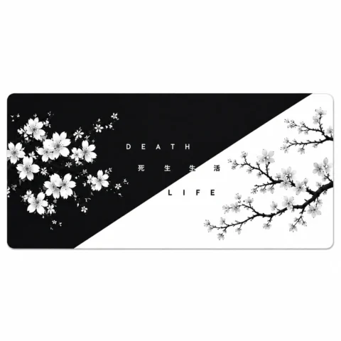 Sakura Life & Death Black & White Extended Gaming Mouse Pad 900×400mm