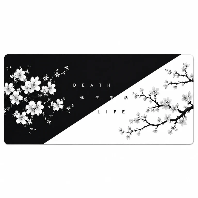 Sakura Life & Death Black & White Extended Gaming Mouse Pad 900×400mm