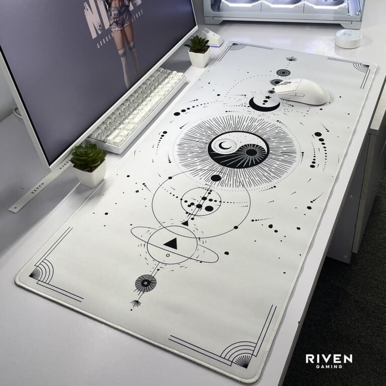 Celestial Balance White Extended Gaming Mouse Pad 900×400mm