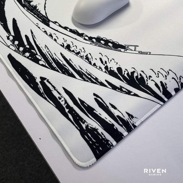 Japanese Great Wave White Extended Gaming Mouse Pad 900×400mm