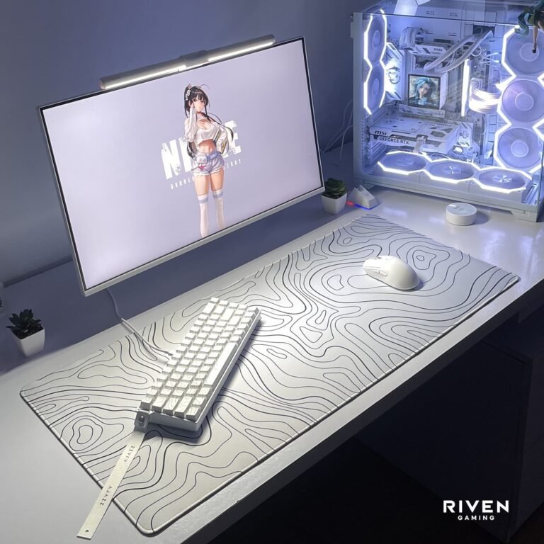 Topographic White Extended Gaming Mouse Pad 900×400mm