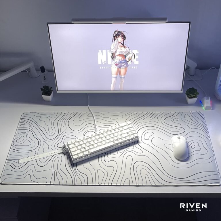 Topographic White Extended Gaming Mouse Pad 900×400mm