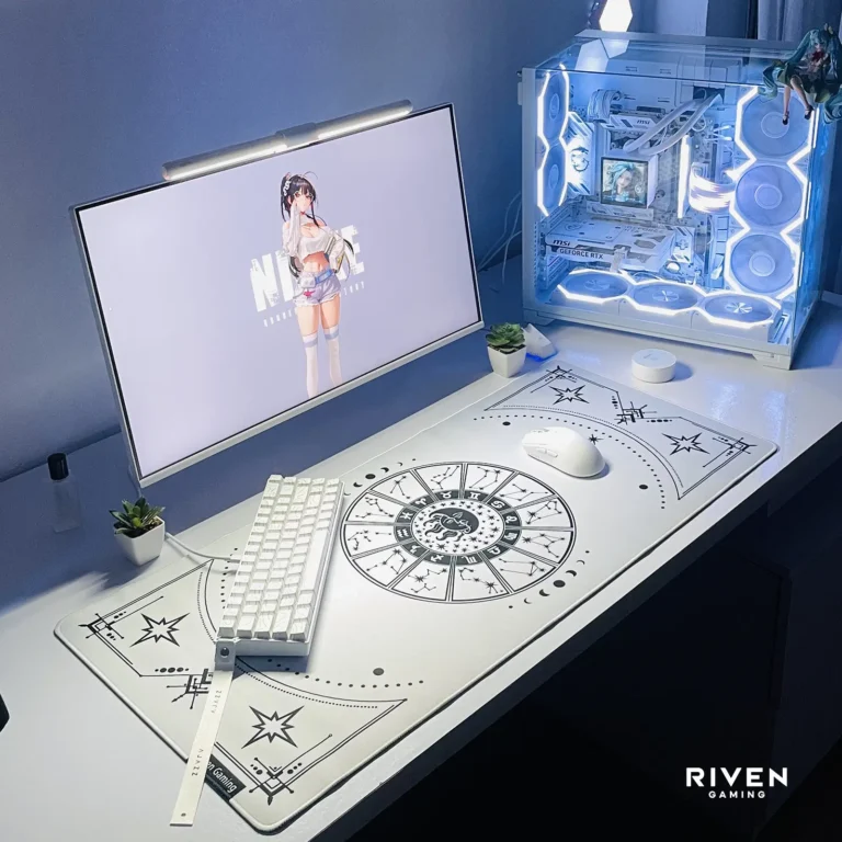 Celestial Zodiac White Extended Gaming Mouse Pad 900×400mm