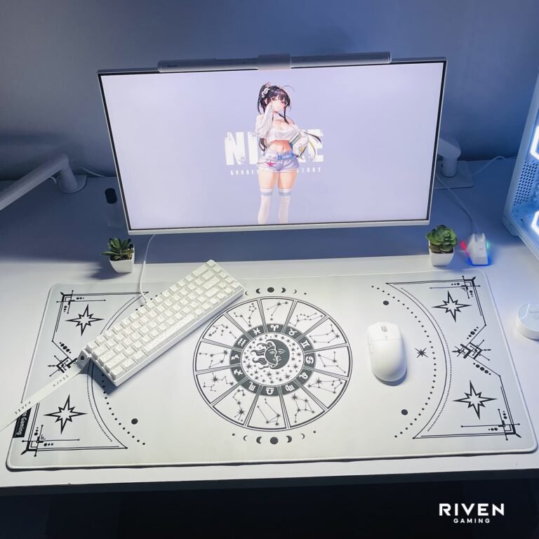 Celestial Zodiac White Extended Gaming Mouse Pad 900×400mm