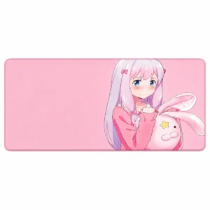 Pink Anime Bunny Gaming Mouse Pad – Extended XXL Desk Mat (900×400×3mm)