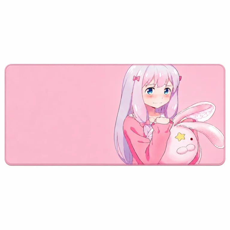 Pink Anime Bunny Gaming Mouse Pad – Extended XXL Desk Mat (900×400×3mm)