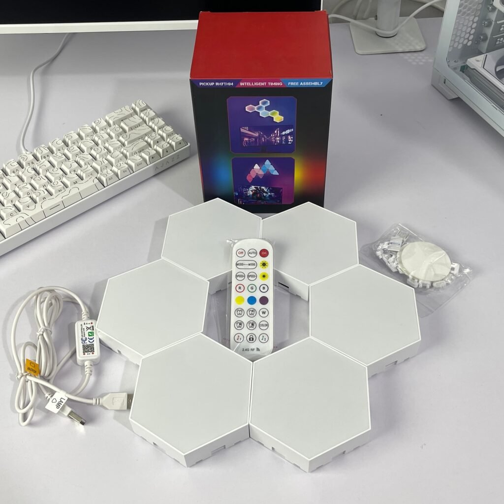 Smart Hexagon RGB LED Wall Light Panels with App & Remote Control